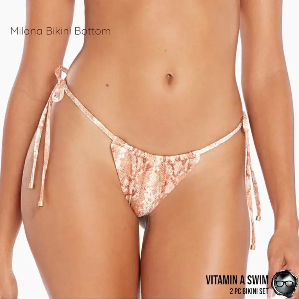 VITAMIN A SWIM MILANA 2-PIECE BRAZILIAN BIKINI SET IN LTD EDITION SAND SNAKE NEW